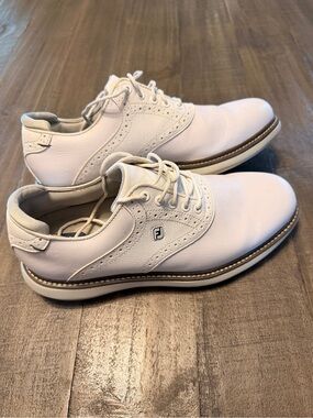 Footjoy Mens Traditions Leather Golf Shoe 57903 White Spiked Size 8